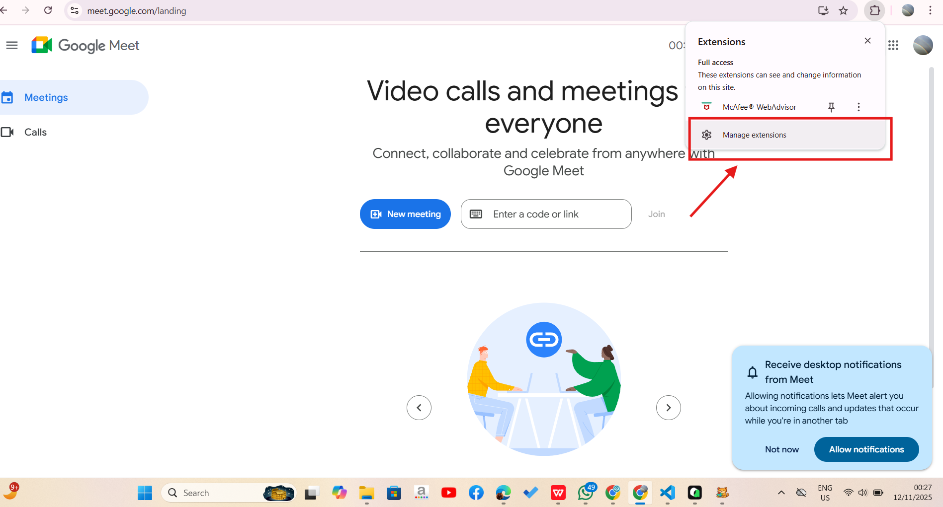 Step 2: Manage extension highlighted