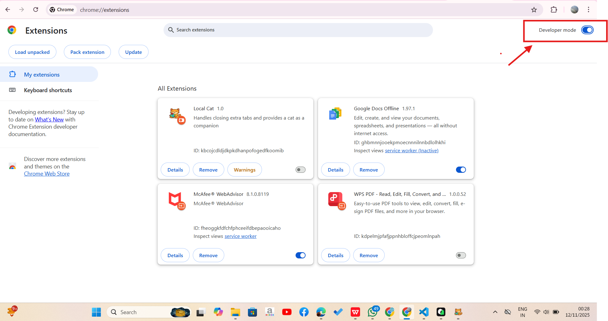 Step 3: Enable developer mode