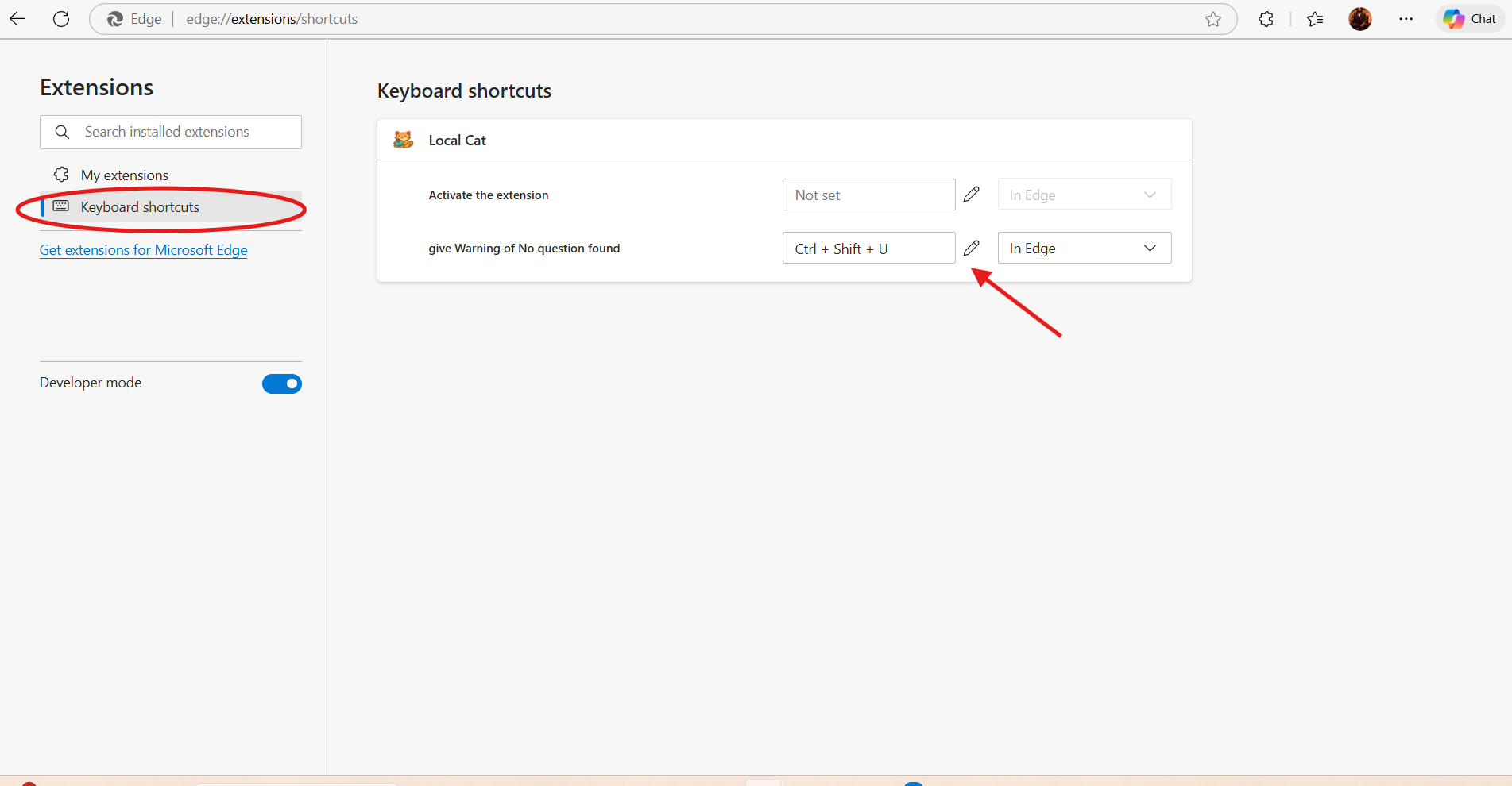 Step 6: Ensure extension in keyboard shortcuts